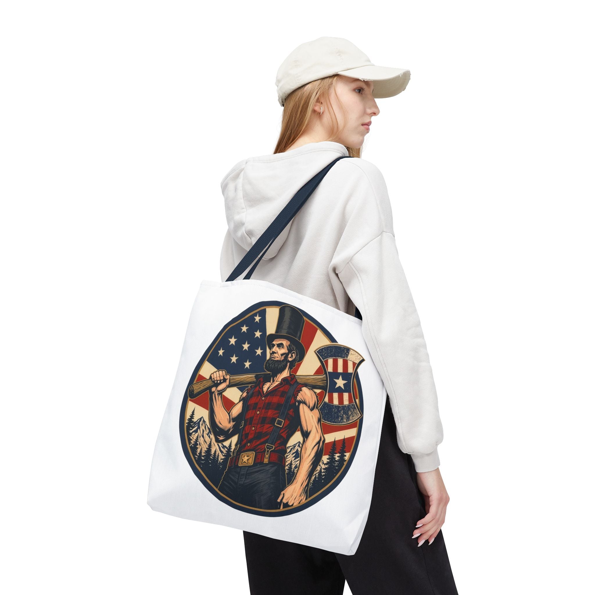 Lumberjack Abe Tote Bag | Patriotic Canvas Bag