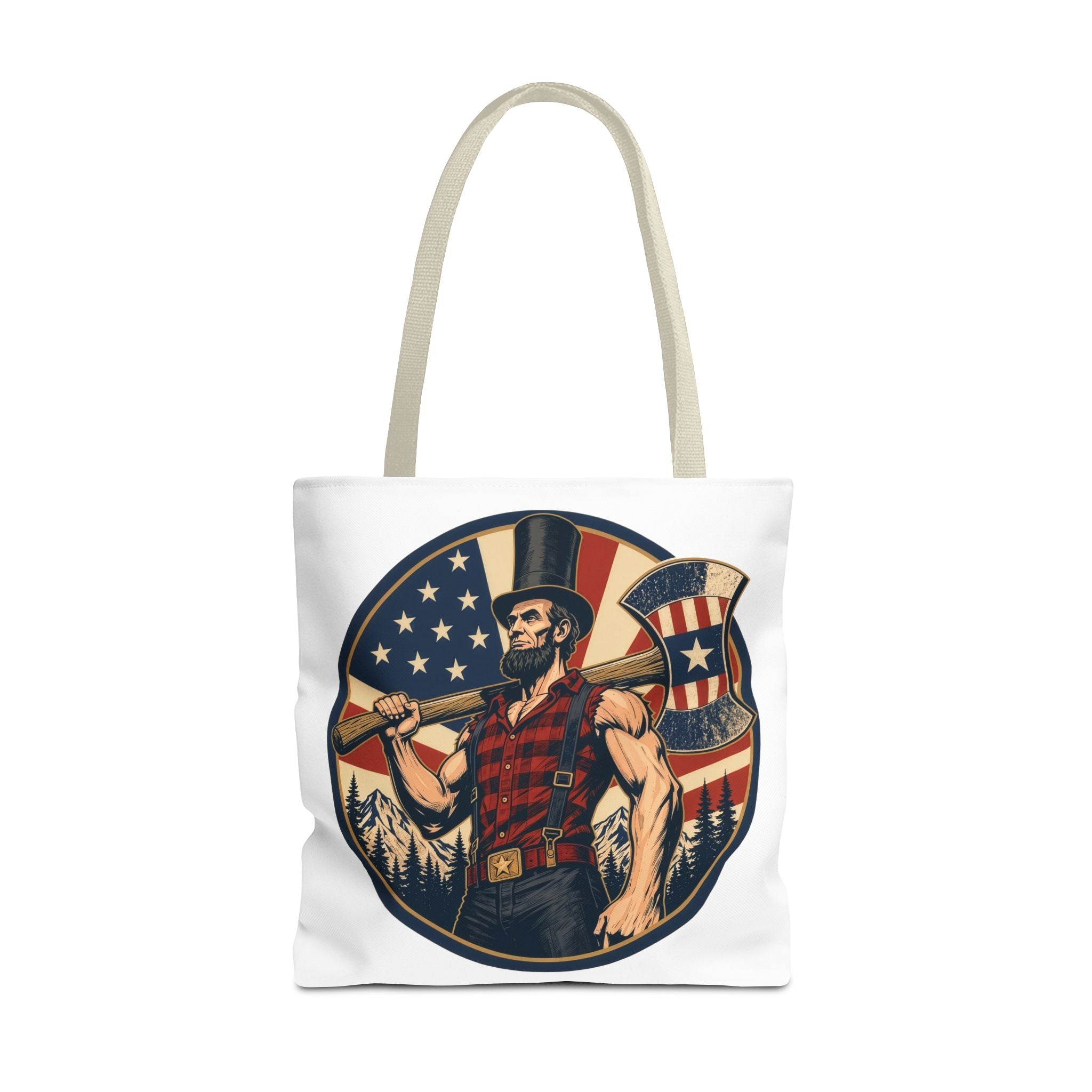 Lumberjack Abe Tote Bag | Patriotic Canvas Bag