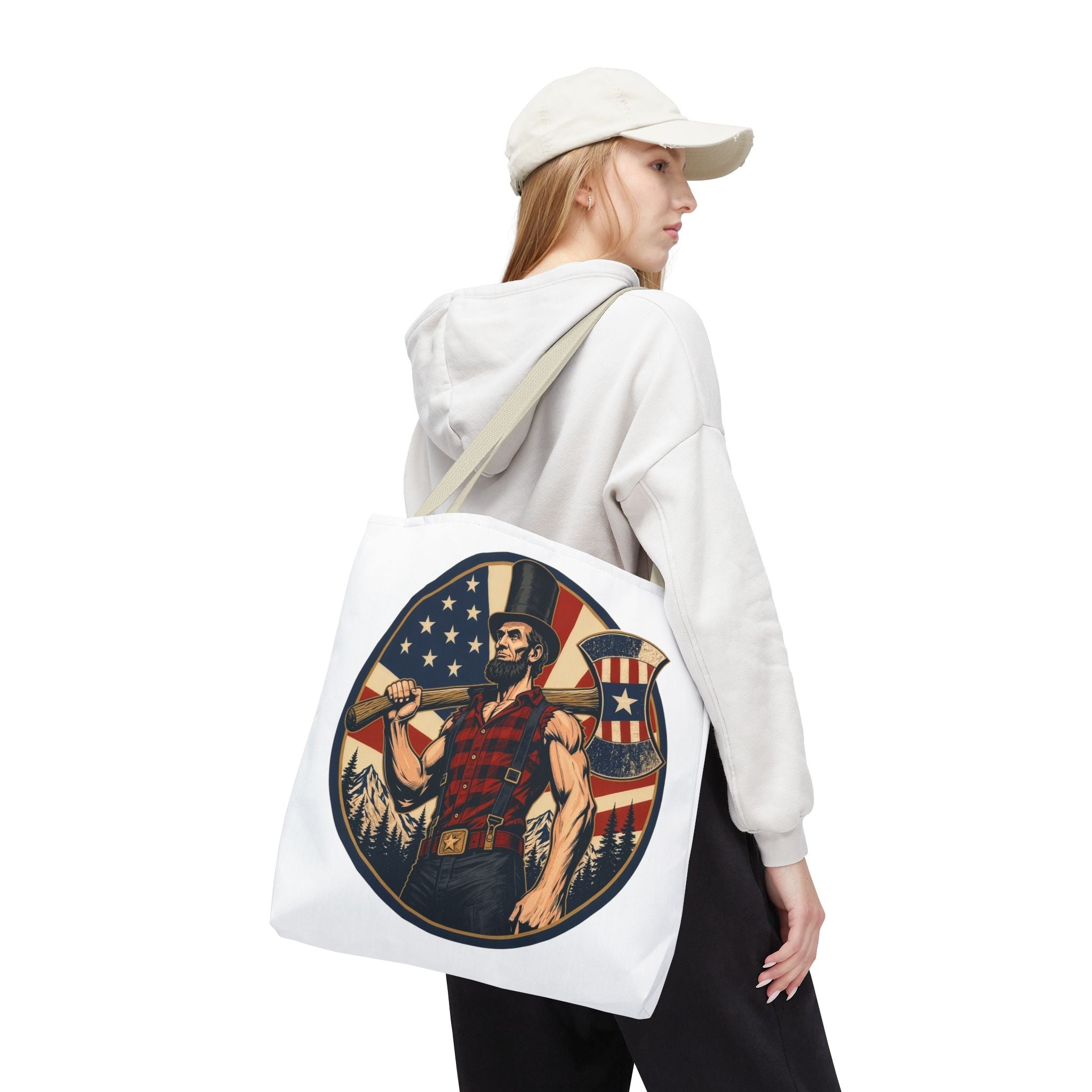 Lumberjack Abe Tote Bag | Patriotic Canvas Bag