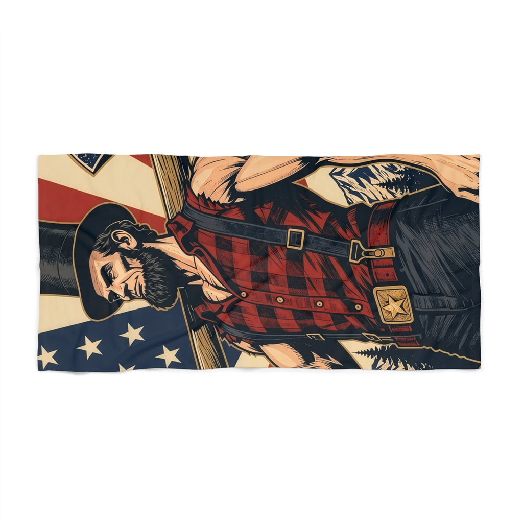 Lumberjack Abe Beach Towel | Patriotic July 4th Towel