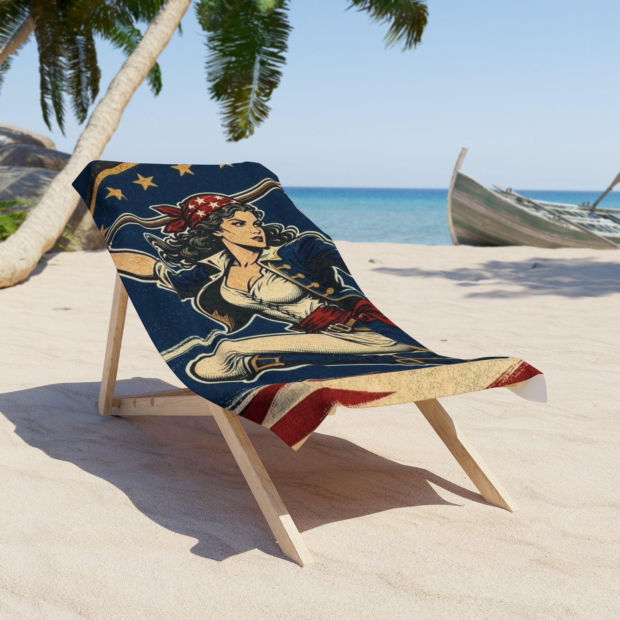 Betsy Ross Pin-Up Beach Towel | Patriotic July 4th Towel