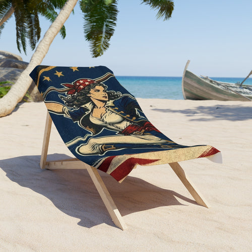 Betsy Ross Pin-Up Beach Towel | Patriotic July 4th Towel