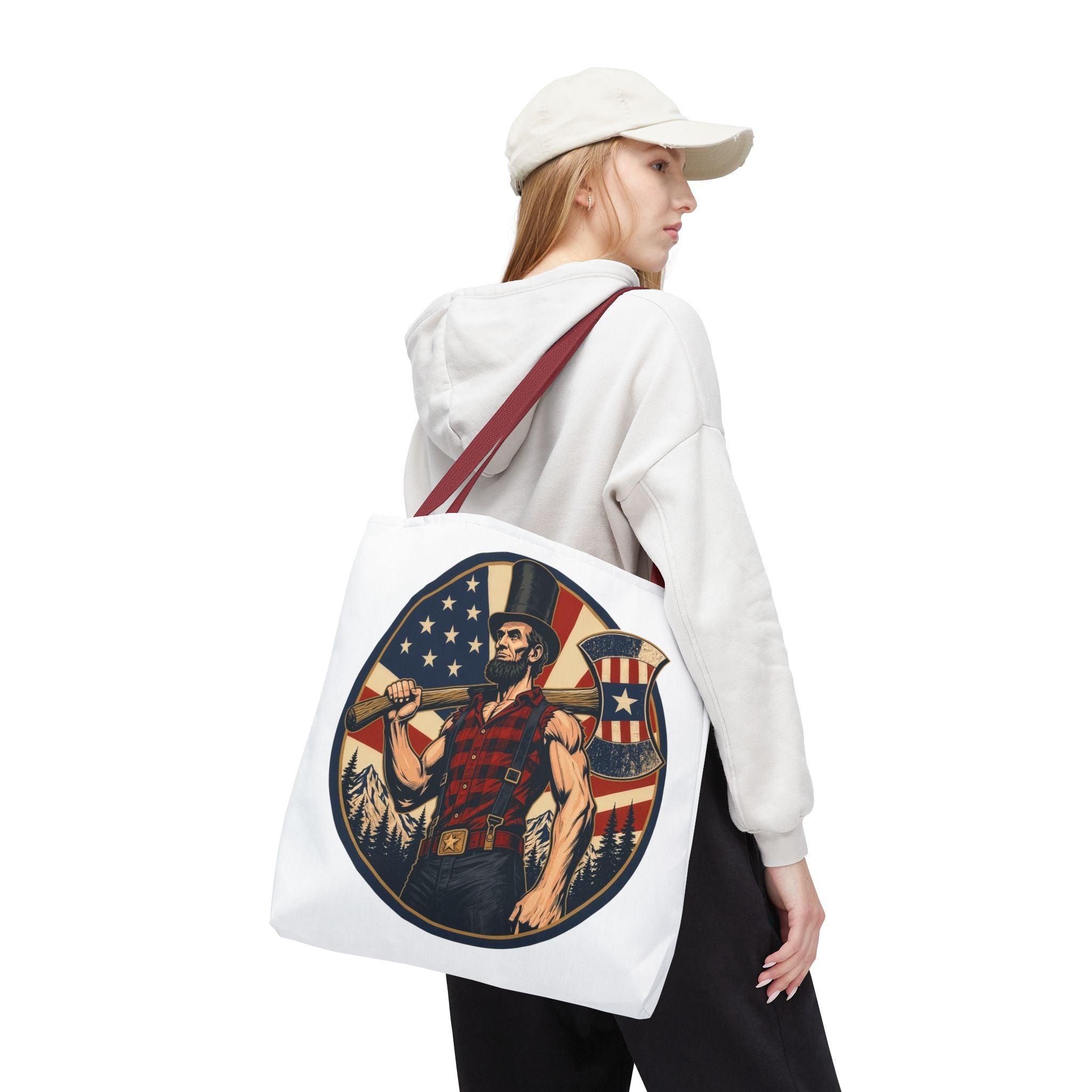 Lumberjack Abe Tote Bag | Patriotic Canvas Bag